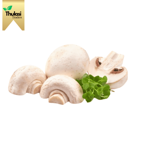 Button Mushrooms - Locally sourced button mushrooms by Thulasi Traders. Perfect for enhancing culinary creations with a mild and versatile flavor.